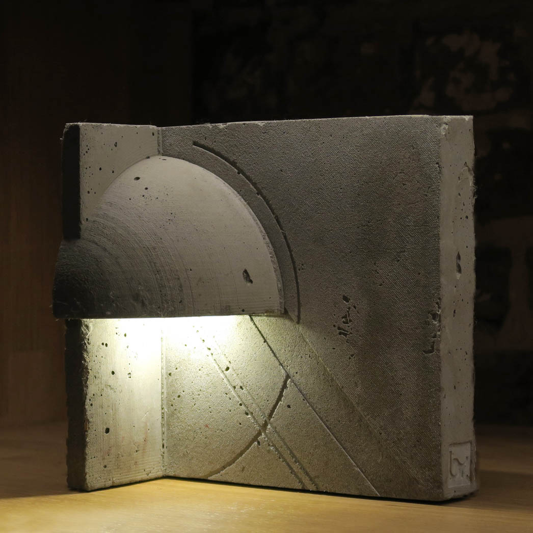 Concrete lamp. Brutalism and Bauhaus.